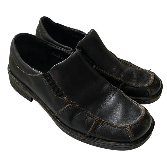 Men's BORN Size 8 / 41 Black Leather Slip-On Loafers Shoes M3496 Academia - Picture 1 of 9